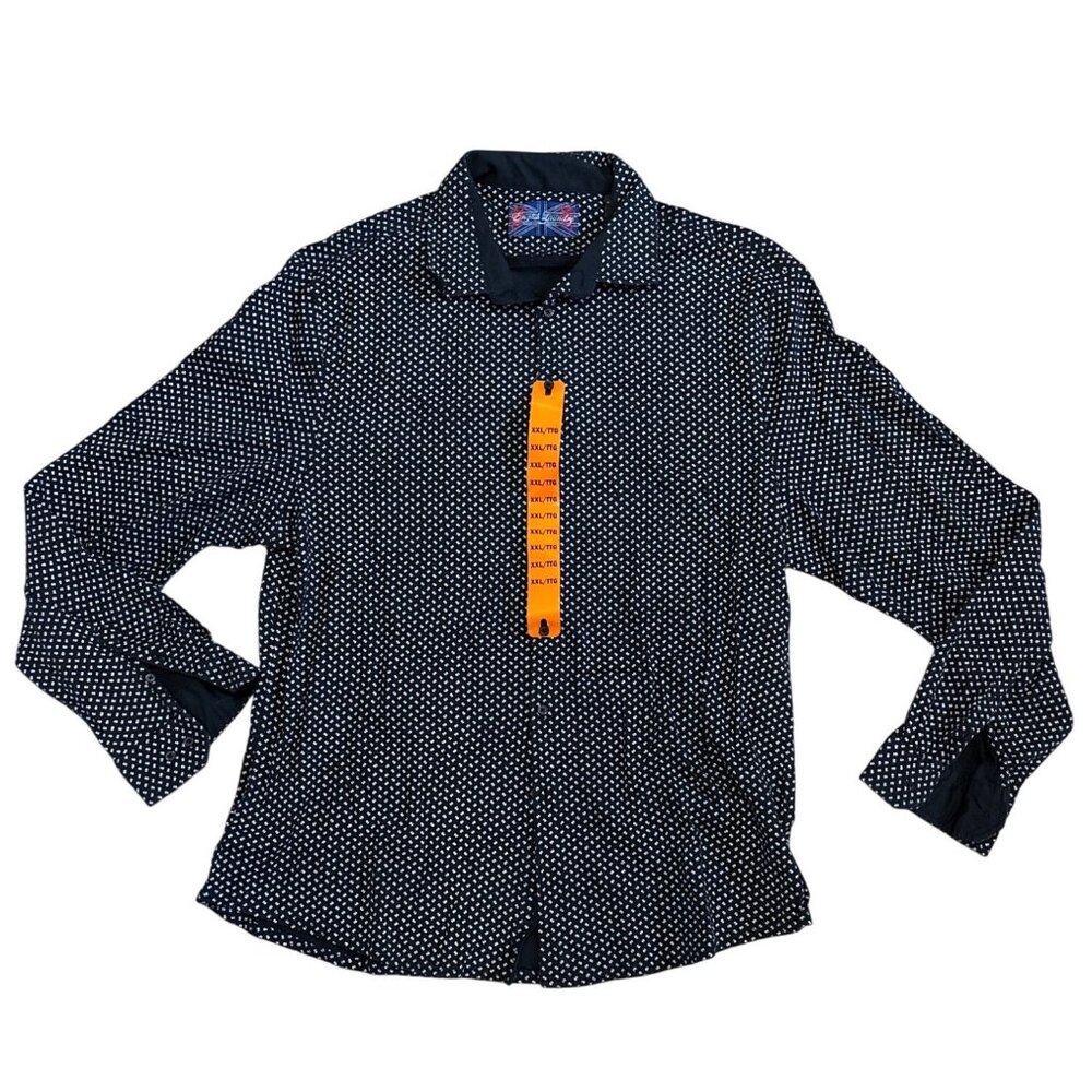 English Laundry Shirt Mens Buttons XXL Black White Nautical Anchors Long Sleeve